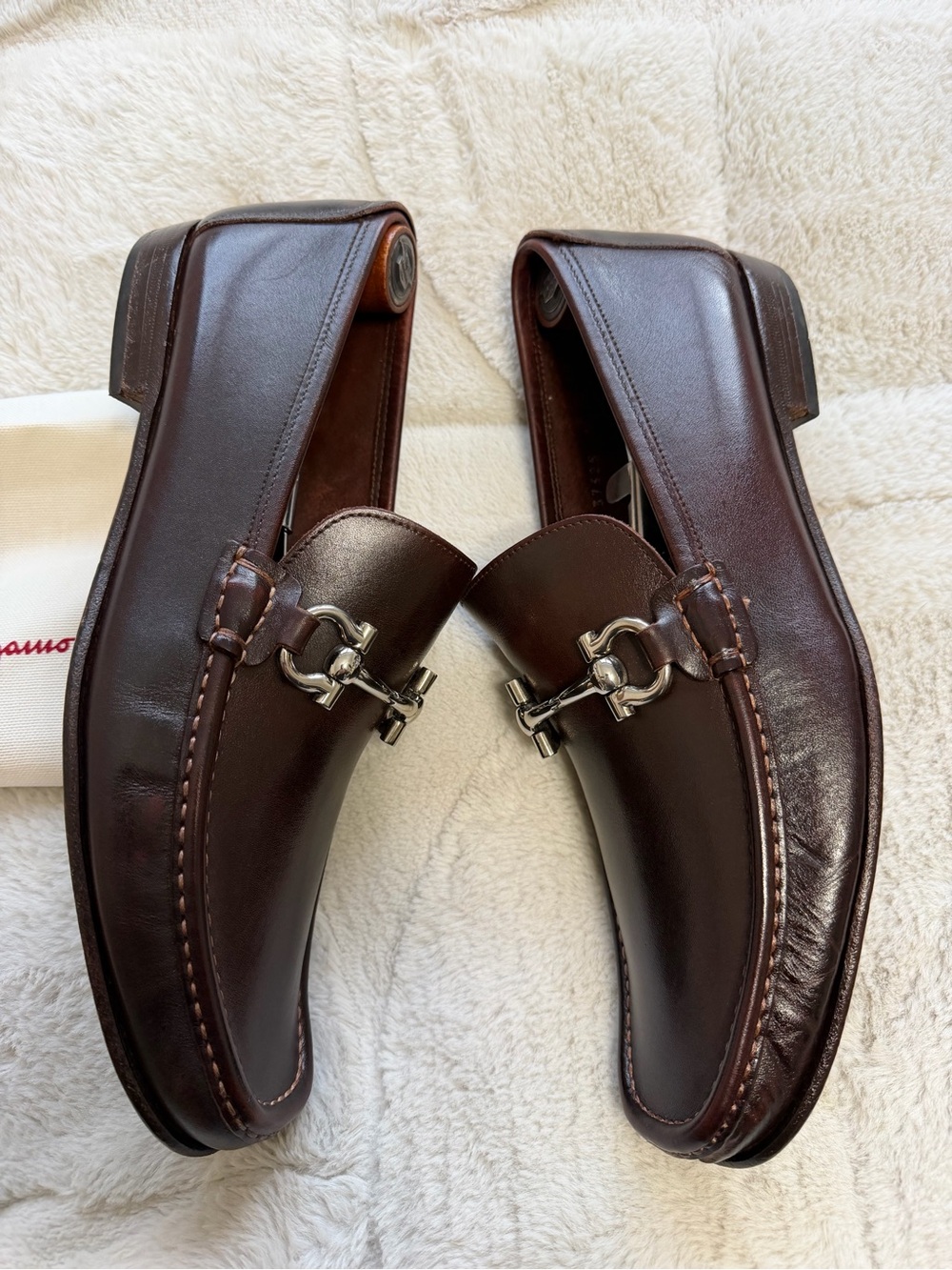 $990 Ferragamo Gancini Parigi Horsebit Brown Leather Loafers 9.5 10.5 - Picture 6 of 11
